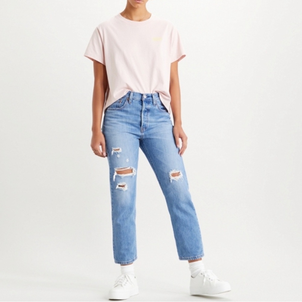 Levi’s 501 Crop Distressed Jeans